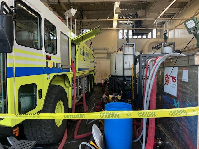 AFFF is removed from a fire truck at Sea-Tac airport using PerfluorAd.